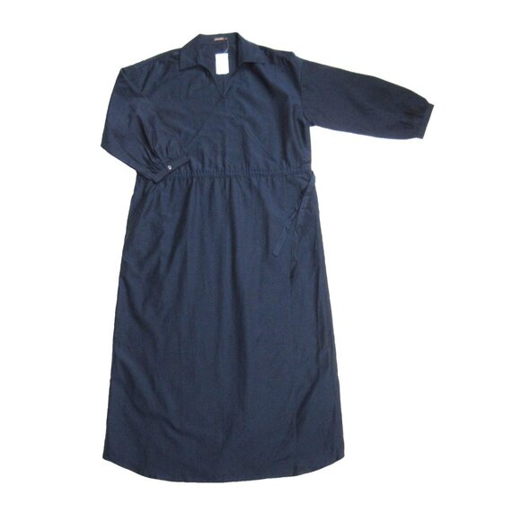 NWT J. MCLAUGHLIN Elayne in Deep Navy Cotton Silk Blend Faux Wrap Midi Dress M - Picture 4 of 9